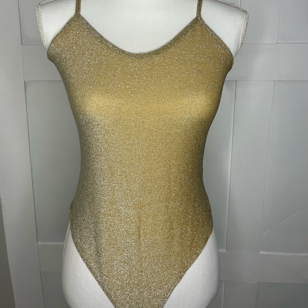 Gold sparkling tank top body suit in a size small from the brand Haute Monde